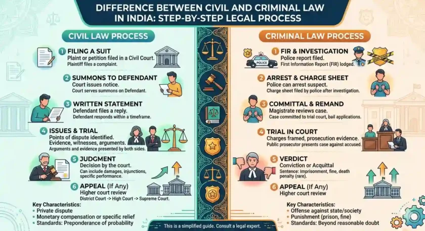 Difference Between Civil and Criminal Law in India