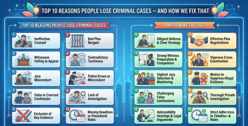 Top 10 Reasons People Lose Criminal Cases – And How We Fix That